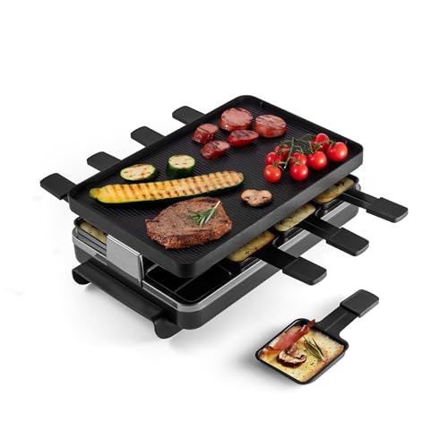 Swissmar Classic 8-Person Raclette Party Grill with Reversible Cast Aluminum Non-Stick Grill...*