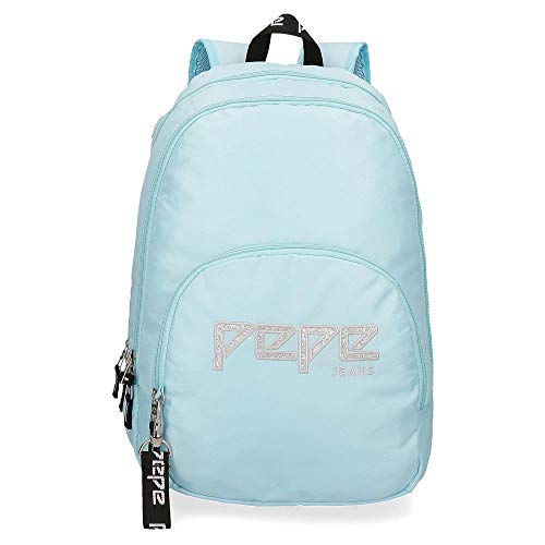 Pepe Jeans Uma  Mochila Doble Cremallera  44 cm  23.94 Litros  Celeste