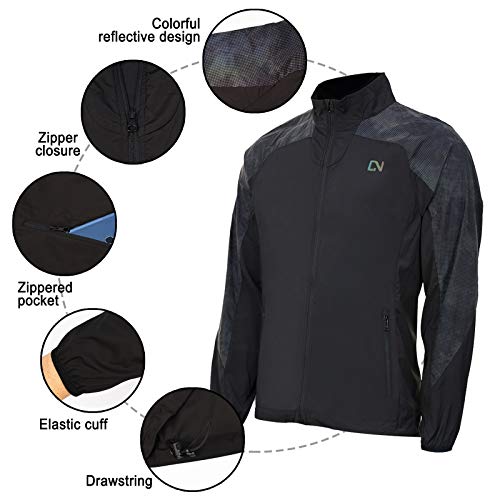image for Tbrand Running Jacket for Men, Lightweight Reflective Track Jacket for