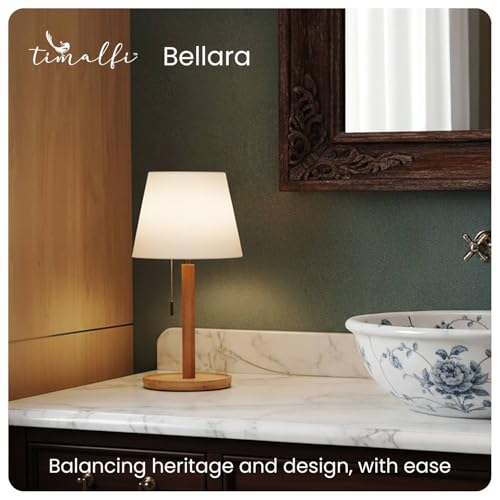 Image of Rechargeable Table Lamp with Pull Chain Switch | 3-Tone LED Light | USB-C Powered, Elegant Home Decoration Items for Living Room & Bedroom | Gift for Woman & Wife | Bellara