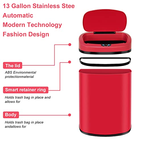 Caneca de basura automática ovalada acero inoxidable 13 gal miniatura 3