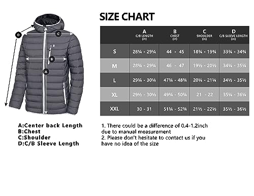 Little Donkey Andy Men's Packable Lightweight Puffer Jacket Hooded Windproof Winter Coat With Recycled Insulation Grey M #TOP5