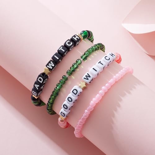 Elphaba Galinda Friendship Matching Bracelets Rhinestone Crown Witch Hat Matching Bracelets - BFF Couples Accessories Valentine's Day Gifts for Fans Party Dress Decor ﻿4
