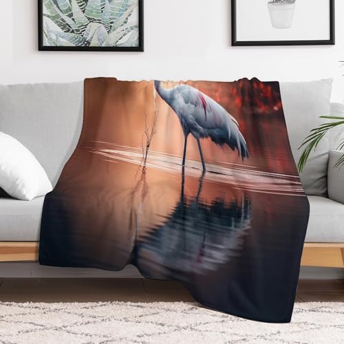 Manta de franela con grúa de animales de 140x180 cm para sofá 3