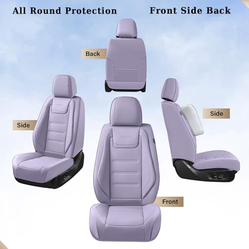 Image of Coverado Car Seat Covers, Front Covers for Cars, Car Seat Cover Front Seats, Car Seat Protector Waterproof, Leather Car Seat Cushion, Universal Interior Covers Seat Protectors for Most Cars Purple