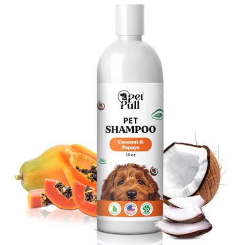 Pet Pull Pet Shampoo for Dogs - Plant-Based Dog Shampoo Cleanser - Dog Wash Pet Supplies for Pets with Coconut and Papaya Scent - Safe and Gentle Sensitive Skin Dog Shampoo - Made in The USA (16Oz)