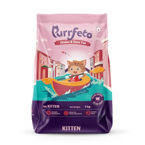 Image of Purrfeto Kitten Dry Cat Food | Chicken & Ocean Fish | 3 kg | 40% Reduction in Urinary Track Diseases |Promotes Brain & Vision Development | Enhances Immunity | Improves Digestive Health