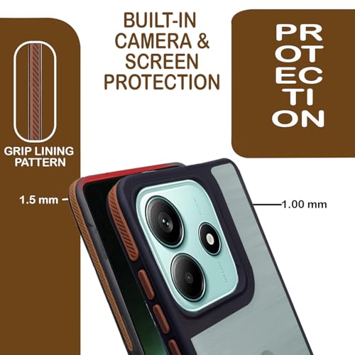 Image of A rtistque TPU+PC Frosted Ultra Matte Back Cover Case for Redmi Note 14 5G | Smooth Sides with Grip | Stylish Protective Design | Raised Camera Edges | Redmi Note 14 5g Back Cover - Brown