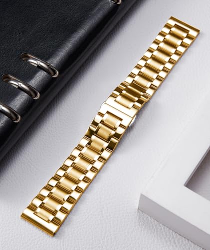 Image of BINLUN Stainless Steel Watch Bands 12mm-24mm Universal Metal Replacement Watch Straps SmartWatch Bracelets Links Straight & Curved Ends Men Women 6 Colors