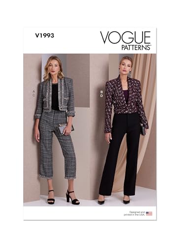 VOGUE PATTERNS V1993H5 Misses' Jacket and Trousers H5 (6-8-10-12-14), Multicoloured