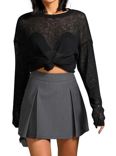 Remidoo Oversized Tshirts for Women See Through Sheer Top Long Sleeve T Shirt Loose Tee3