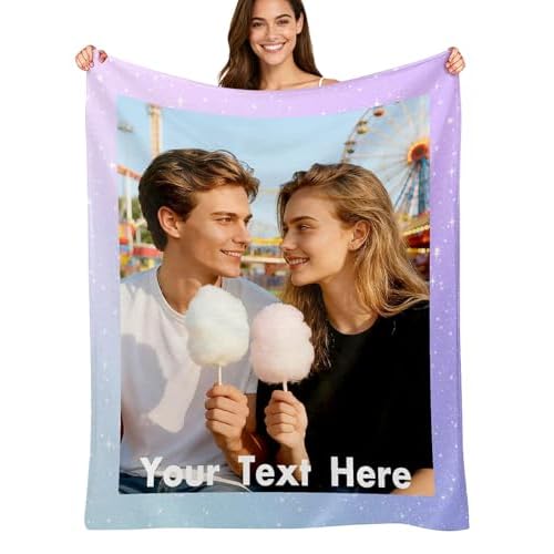 Custom4U Custom Blanket with Picture Text Personalized Photo Blanket Customized Flannel Throw Blanket Gifts for Dad Mom Couple Boyfriend Girlfriend Wife Husband Christmas 1 Photo-3