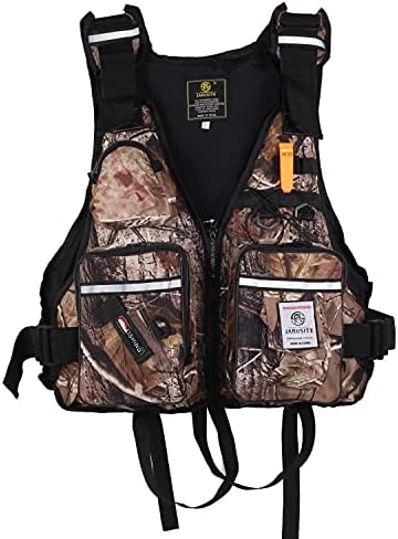 JKSPORTS Fishing Vest Safety Life Jacket for Swimming Sailing Boating Kayak Floating Multifunction for Men and Women Vest/Kayak (One Size(100-220 pounds),Leaf camo)