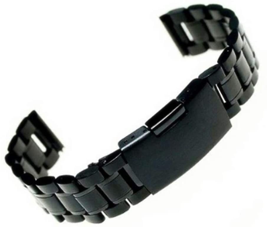 Bracelet de montre acier inoxydable noir anti usure pour homme