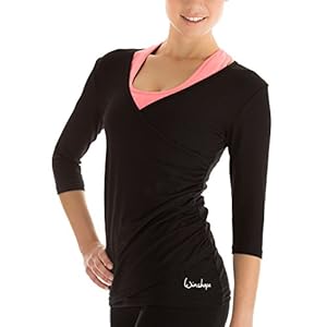 Winshape damesshirt met 3/4-mouw in wikkel-look, fitness, yoga, pilates, vrije tijd