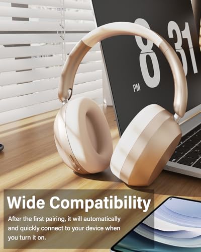 Image of Wentronic Y05 Wireless Bluetooth Headphone, Noise Cancelling, Starlight