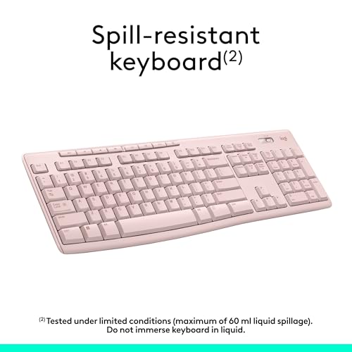 Image of Logitech K270 Wireless Keyboard for Windows, 2.4 GHz Wireless, Full-Size, Number Pad, 8 Multimedia Keys, 2-Year Battery Life, Compatible with PC, Laptop - Rose