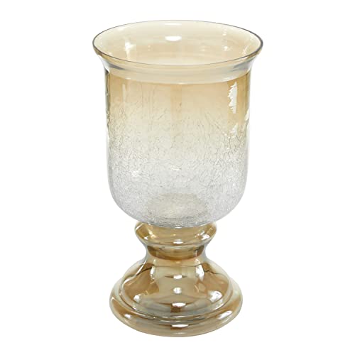 Deco 79 Glass Handmade Turned Style Pillar Hurricane Lamp With Smoked Glass Finish, 8" X 8" X 14", Brown #TOP5