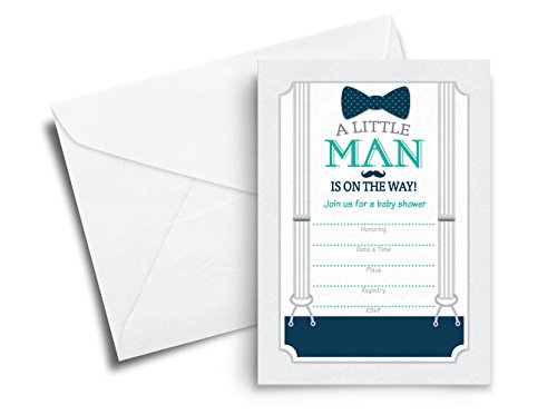 Printed Party Baby Shower Invitations And Envelopes, Little Man, Set Of 25 #TOP3