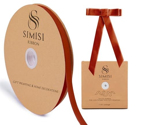 Burnt Orange Velvet Ribbon 3/8'' 25 Yards for...