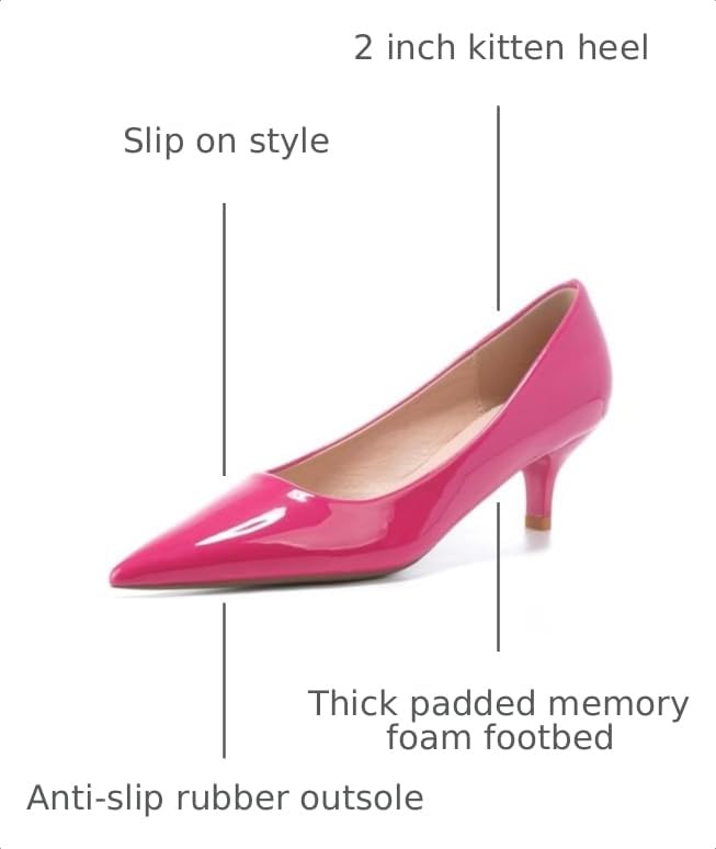 Image of Women's Low Kitten Heel Pumps Classic Fashion Dress Pumps Simple Heeled Shoes for Office Work