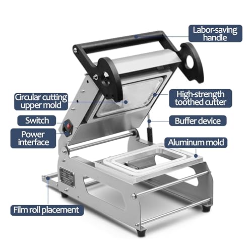 Semi-Automatic Food Takeaway Sealing Packaging Machine, Manual Sandwich Tray Heat Sealer, Hand Pressure Takeaway Box Sealer for Vegetables, Fruits, Meat, Fish,320mm