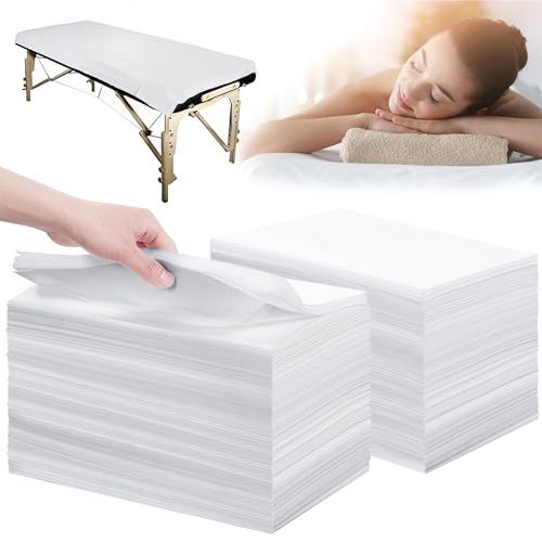Disposable Bed Sheets 200 Pcs 31" x 71" Massage Table Sheets Non Woven Fabric SPA Bed Cover Breathable for Massage Beauty Tattoos(White)