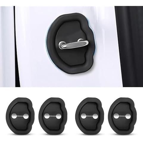 SuperKaKa 4Pack Car Doors Lock Cover for Model 3 / Y, Silicone Auto Protection Locks Covers - Vehicle Door Latches Guard Stoppers Cars Accessories (Black) Cover