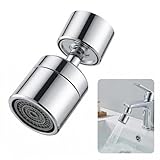 360° Wasserhahn Aufsatz Schwenkbar, Drehbarer Wasserhahnaufsatz mit Luftsprudler – M22/M24 Verlängerung, wasserhahn verlängerung für Küche und Bad Aufsatz, Wassersparer für Wasserhahns, Silber