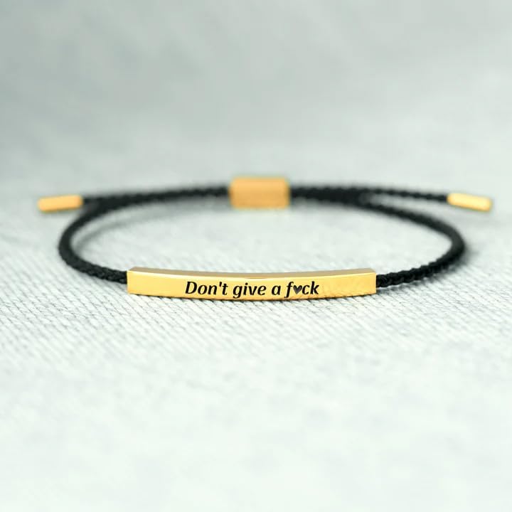 LIU JUN Don't Give A Fck Bracelet For Women, Adjustable Handmade Braided Stainless Steel Tube Engraved Self Worth Inspirational Bracelets Motivational Personalized Jewelry Gifts image 4