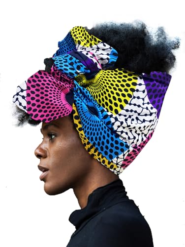 HongyuAmy African Head Wrap Extra Long 72”x22”Wax Print Head Scarf Tie for Women(Color I)