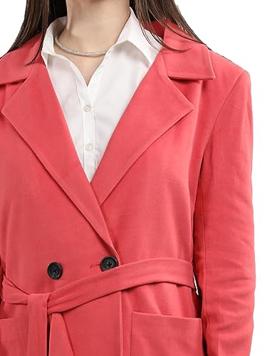 Image of CHKOKKO Women Classic Long Winter Coat Double Breasted | Knee Length Design with a Sophisticated Spread Collar and Convenient Front Pockets for All Occasions