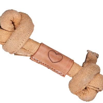 HuggleHounds Huggle-Hide Knotted Bone - Leather Dog Toys for Aggressive Chewers Interactive Leather Toy for Small or Large