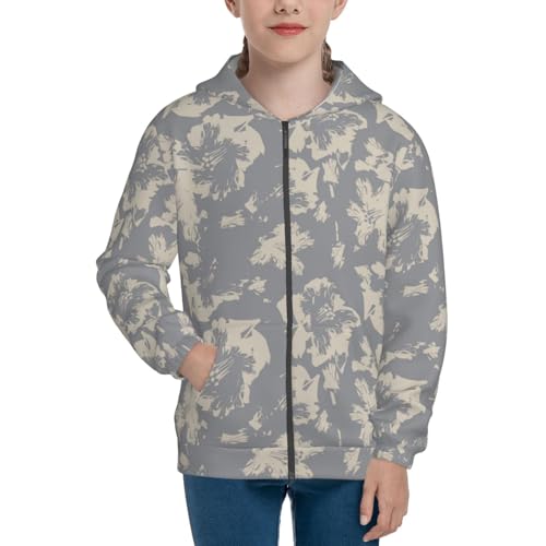 Floral Brush Strokes Kids Pullover Hoodies Boys Zip Up Sweatshirts Girls Athletic Clothes with Pocket3