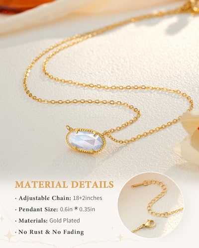 HGDEER Natural Moonstone Necklace Birthday Gift for Women Girls, A Stone of New Beginnings Strength and Inner Growth, Meaningful Jewelry with Quote Card4