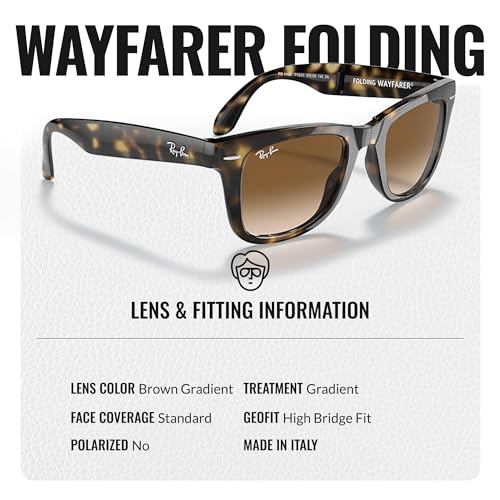 Image of Ray-Ban RB4105 WAYFARER FOLDING CLASSIC Square Shape Sunglasses for Men with Official Eyewear Kit