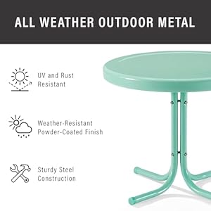 Crosley Furniture Griffith Weather Resistant Retro Metal Outdoor Side Table for Patio, Deck, Porch, Aqua Crosley Furniture Griffith Weather Resistant Retro Metal Outdoor Side Table for Patio Deck Porch Aqua