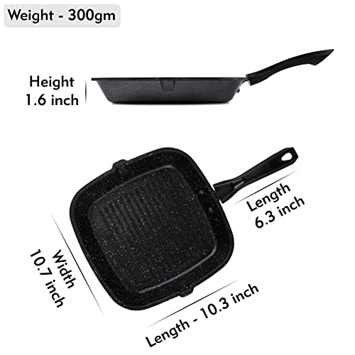 Image of Home-Pro - Grill Pan, Dosa Tawa Black & Appam Blue | Non Stick Combos | Pot Pan Set | Aluminium Set | Bakelite Handle | Combo Pack of 3