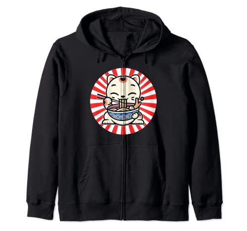 Kawaii Neko Lindo Ramen Gato Japonés Fideos Divertido Anime Sudadera con Capucha