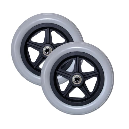 LHX Wheelchair Accessories Front Wheel Walker Universal Wheel Polyurethane Wheel 6-inch/7-inch/8-inch Solid Tire Thickened Wheel Free Inflatable Wheel(Gris,6 inch)
