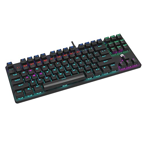HP Teclado USB Gamer Preto Mecanico GK200 LED com tecnologia Tenkeyless estrutura resistente teclas gravadas a laser retroiluminação multicolorida 9AJ57AA