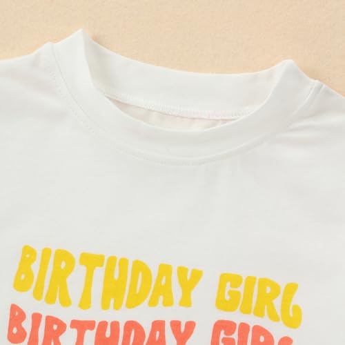 Image of Summer Kids Toddler Baby Girl Birthday Shirt Short Sleeve Birthday Girl Letters Print T-Shirt Tops for Girls 1-5 Years