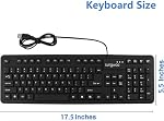 Sungwoo Foldable Silicone Keyboard USB Wired Standard Keyboard Waterproof Rollup Keyboard for PC Notebook Laptop, Full Size (Black)
