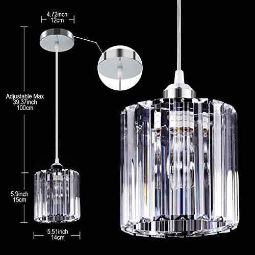 Tislyco 2 PACK PENDANT LIGHT Crystal Pendant Lights, Pendant Lights Kitchen Island 2 Pack, Mini Pendant Lights For Living Room Dining Room Hallway Bar- Silver thumb #4