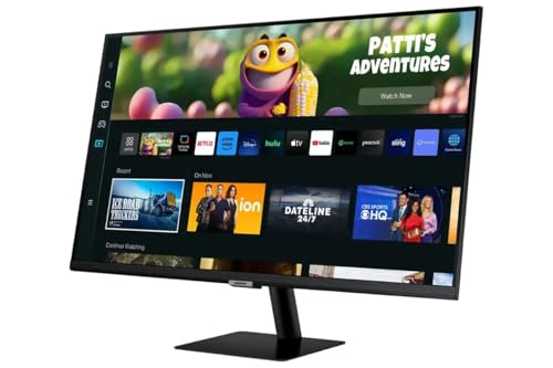 Image of Samsung 32 inch M5 Series Smart Monitor, Streaming TV, Multiple Ports, HDMI, 60Hz, 4ms, Black, with HDMI Cable