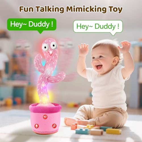 Image of Rechargeable Dancing Talking Cactus Toy for Baby Toddlers, Singing Cactus Toy with Adjustable Volume, Mimicking, Recording & Singing, Soft Plush Baby Sensory Toys for Girls Boys