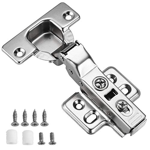KIMDOT 40PCS Half Overlay Frameless Soft Close Concealed Cabinet Hinges Clip on Plate Quick Detach European Hinge