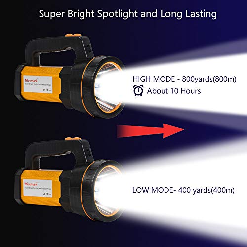 Maythank High Powered Super Bright Handheld Led Spotlight Flashlight 6000 Lumens Powerful Rechargeable Large Capacity Long Lasting Big Heavy Duty Searchlight #TOP3