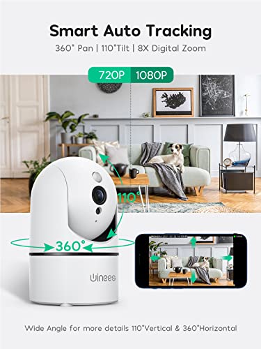 Winees Baby Monitor, 1080P Indoor Camera With Audio And Night Vision, Wifi Surveillance Camera Security Home Dog Pet Monitor With App, Motion Sensor Detection 2 Way Audio Wifi Alexa Camera #TOP2