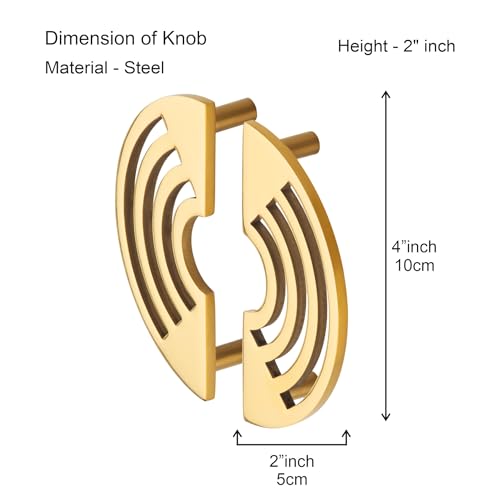 Image of COMPASS Stainless Steel Camila Cabinet Knobs, Drawer Pulls, Knobs for Dresser Drawers, Drawer Knobs Handle, Kitchen Knobs (PVD Gold Finish) Pack of 4 pcs
